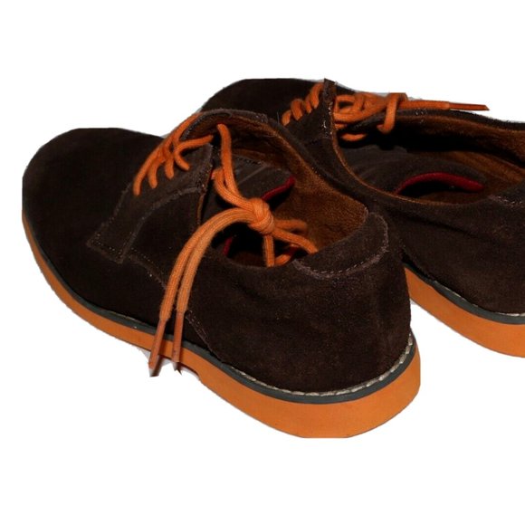 FLORSHEIM BOYS SHOES brown suede leather, orange sole size 4M - Picture 3 of 10